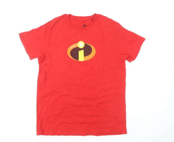 Disney Red T-Shirt, Crew Neck, L, Casual, Movie Theme