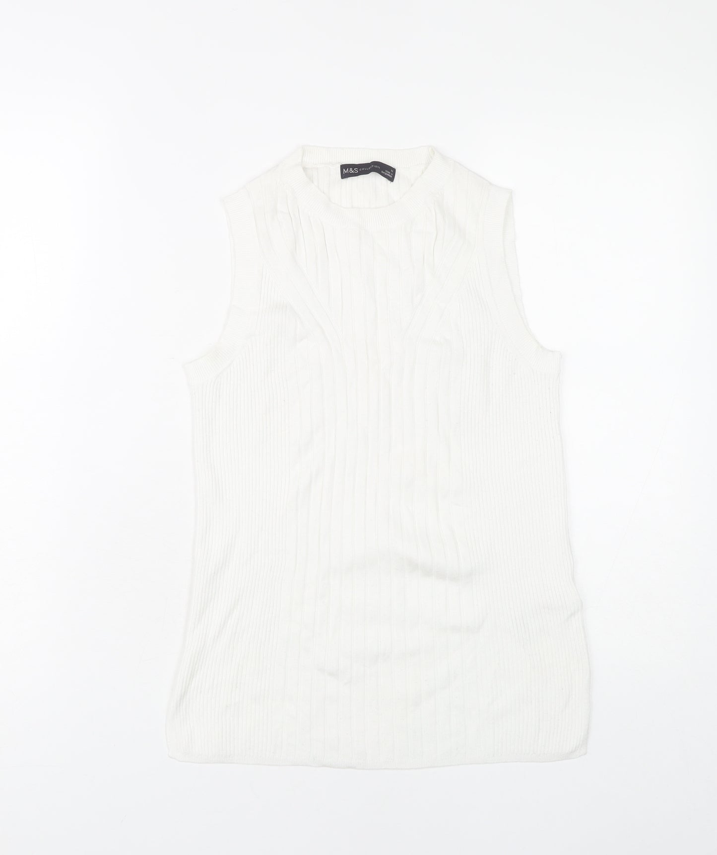 Marks and Spencer Women's White Sleeveless Top, M