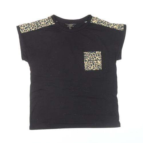 Lipsy Women's Black Animal Print T-Shirt UK 8