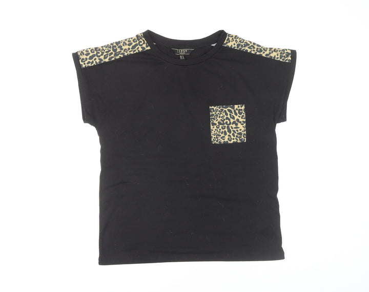 Lipsy Women's Black Animal Print T-Shirt UK 8