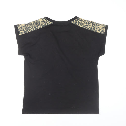Lipsy Women's Black Animal Print T-Shirt UK 8