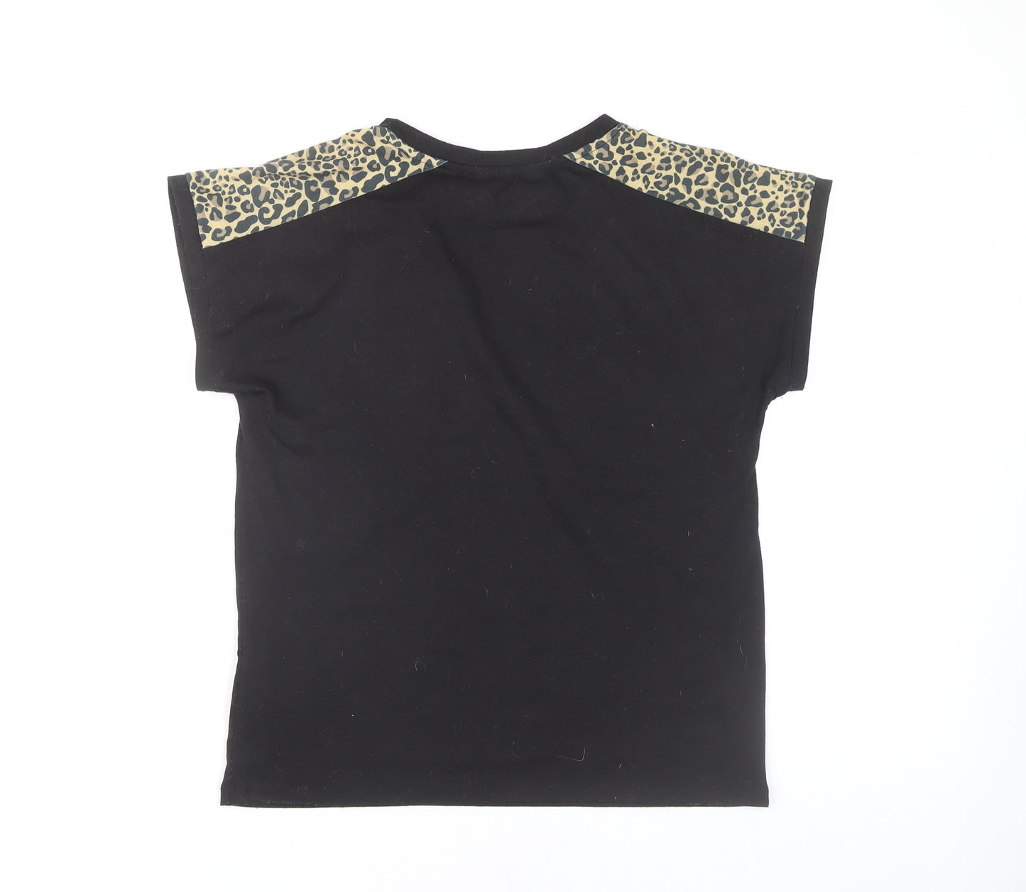 Lipsy Women's Black Animal Print T-Shirt UK 8