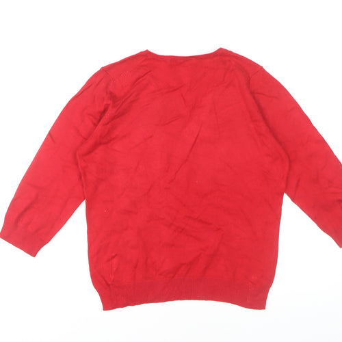 Marks and Spencer Red Pullover Jumper, Size 16, V-Neck