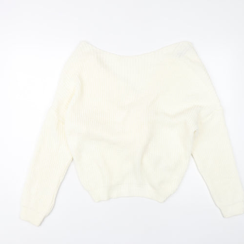 PrettyLittleThing Women's Ivory Boat Neck Jumper XL