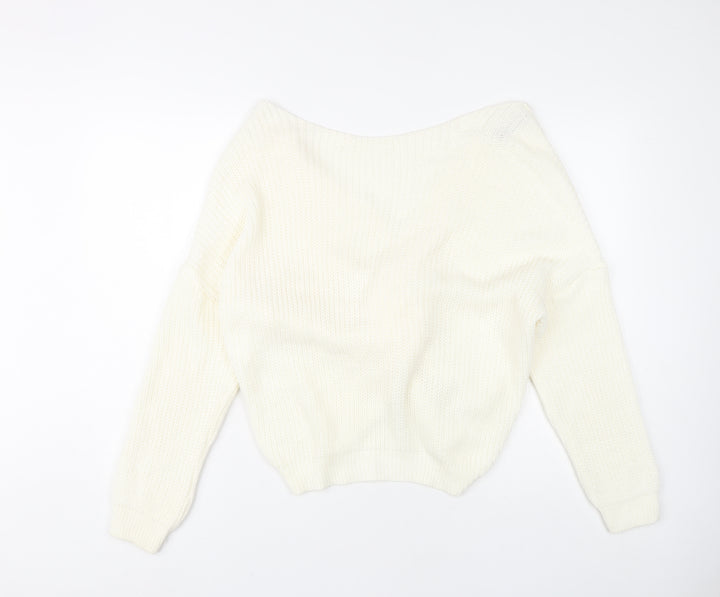 PrettyLittleThing Women's Ivory Boat Neck Jumper XL