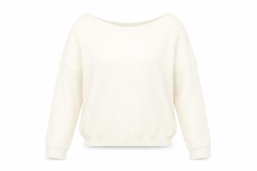 Front view of PRETTYLITTLETHING Women's Ivory Boat Neck Jumper XL