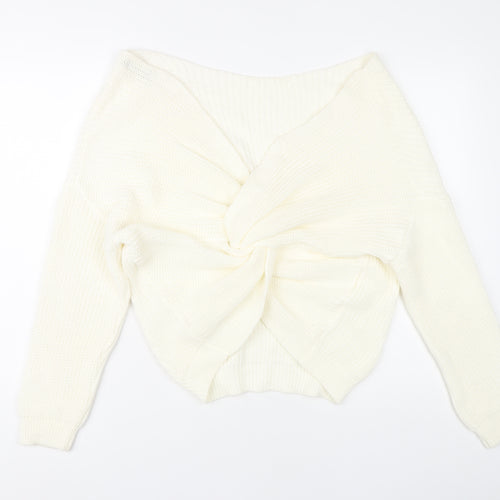 PrettyLittleThing Women's Ivory Boat Neck Jumper XL