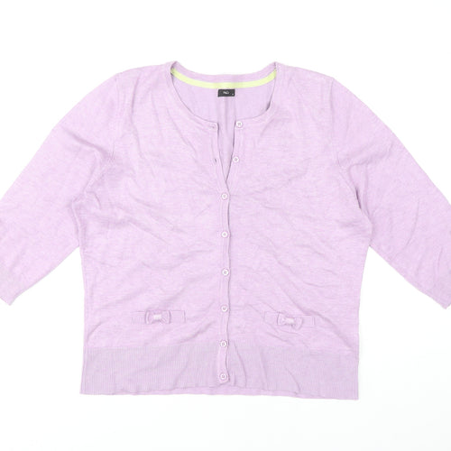 M&Co Women's Purple Cardigan Size 16 Bow Accents