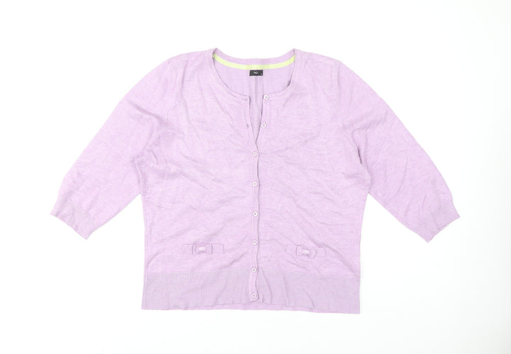 M&Co Women's Purple Cardigan Size 16 Bow Accents