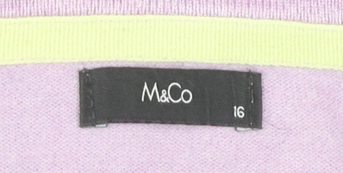 M&Co Women's Purple Cardigan Size 16 Bow Accents