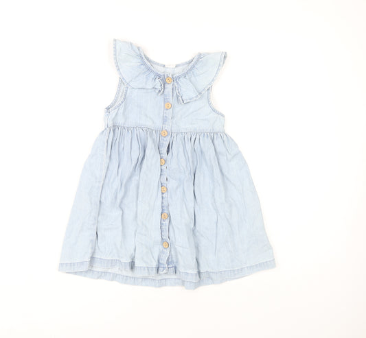 Next Girls Blue A-Line Dress 4-5 Years, Sleeveless Summer Outfit