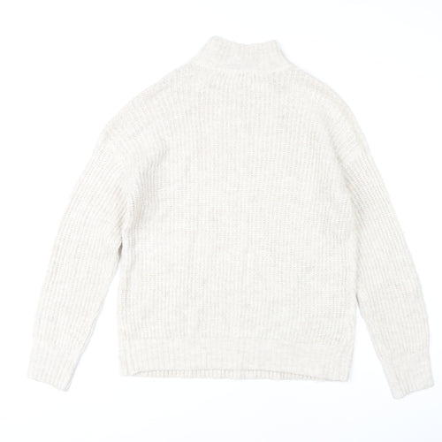 M&Co Women's Ivory High Neck Cable-Knit Jumper Size 10