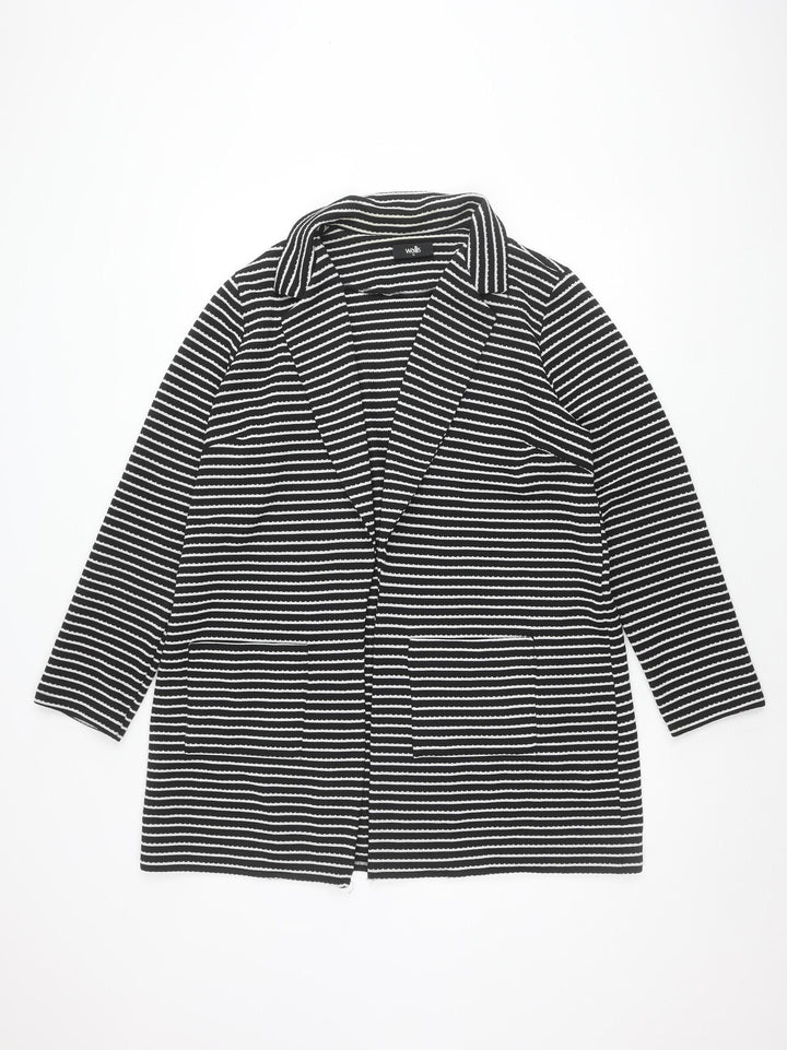 Wallis Women's Black Striped Blazer, Size 12, Classic Style