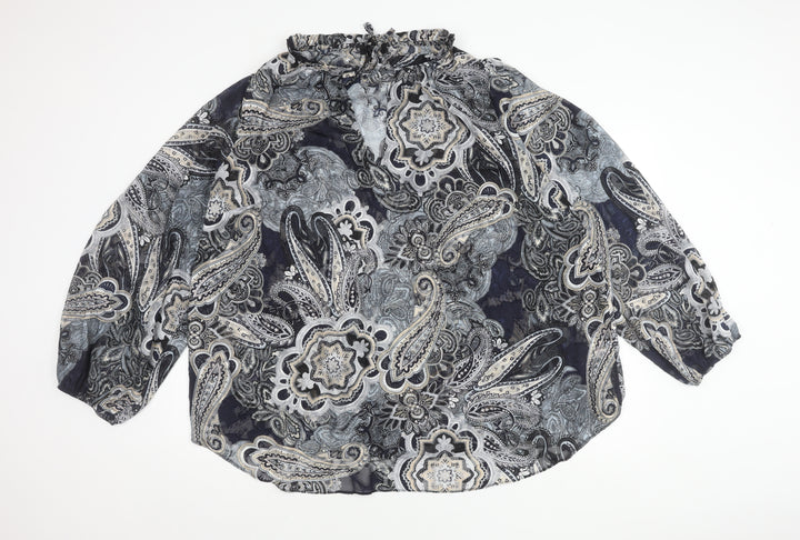 Yours Women's Black Paisley Blouse UK Size 28