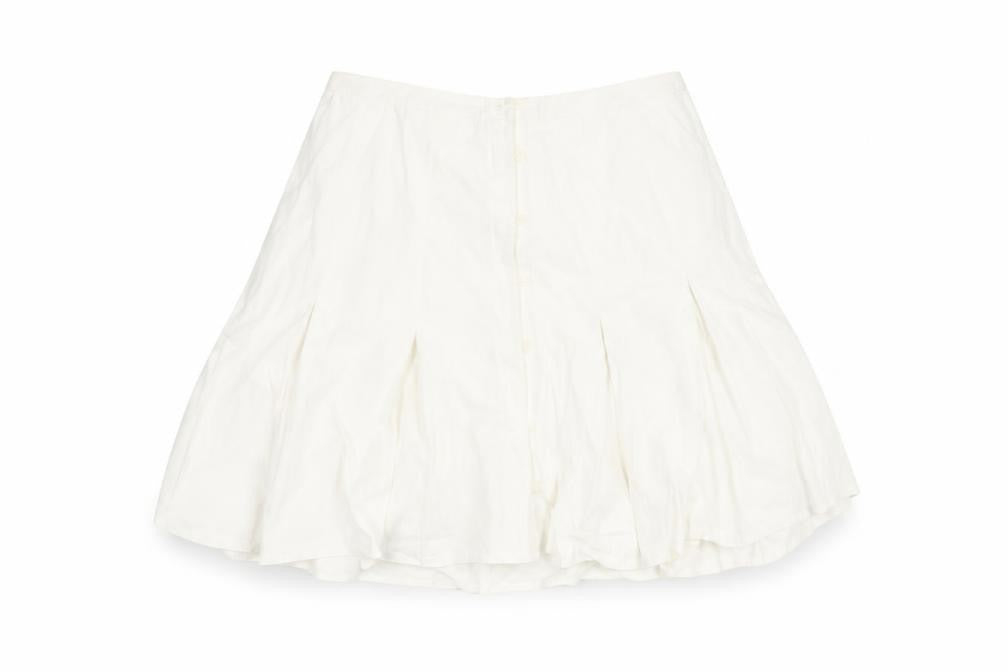 Front view of Stradivarius Women's Ivory Flare Skirt M