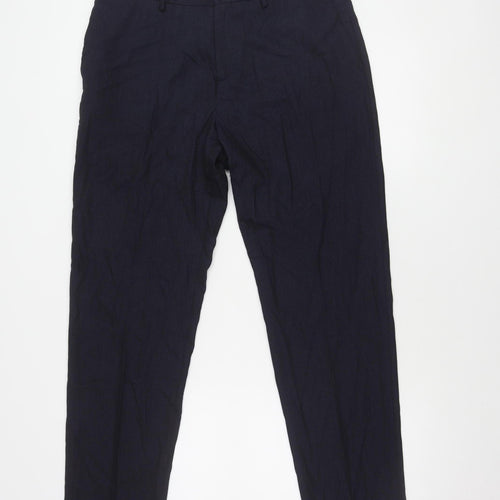Zara Men's Blue Trousers Size L, Polyester Blend
