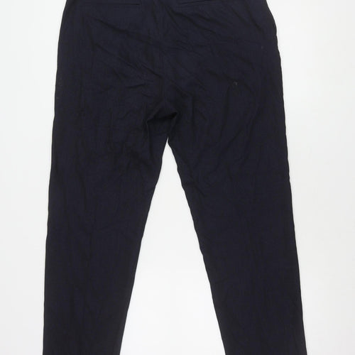 Zara Men's Blue Trousers Size L, Polyester Blend