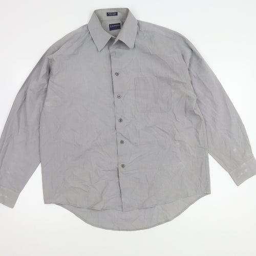 J. Cavelli Men's Grey Long Sleeve Button-Up Shirt M