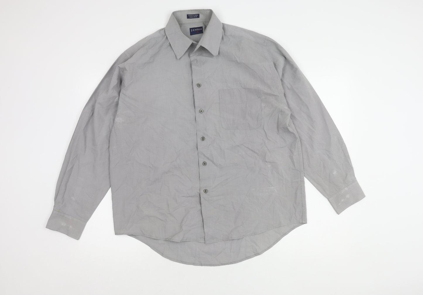 J. Cavelli Men's Grey Long Sleeve Button-Up Shirt M