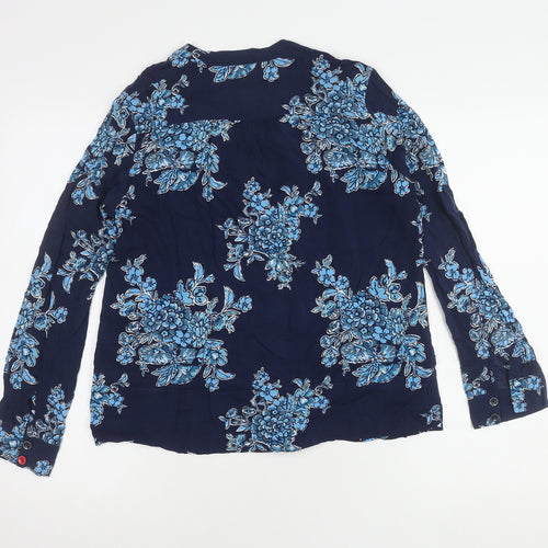Joules Women's Blue Floral Button-Up Top - Size 10
