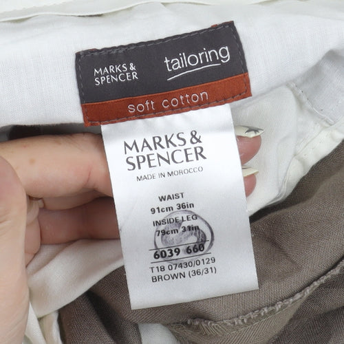Marks and Spencer Men's Brown Trousers, L, Comfortable