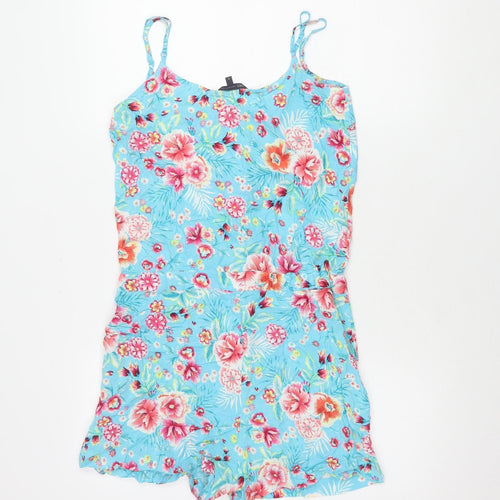 Marks and Spencer Women's Blue Floral Playsuit, Size 8