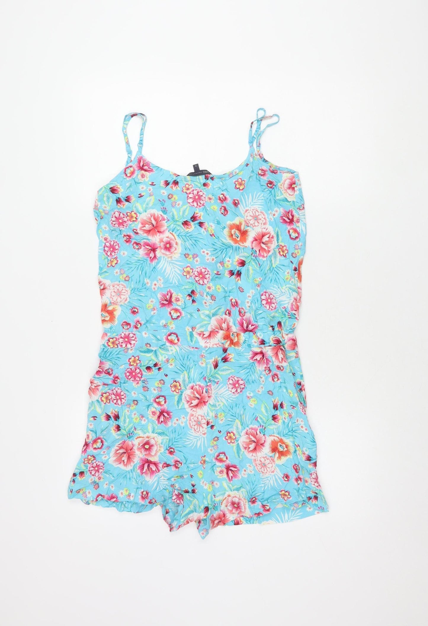 Marks and Spencer Women's Blue Floral Playsuit, Size 8