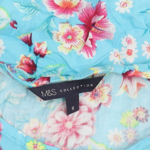 Marks and Spencer Women's Blue Floral Playsuit, Size 8