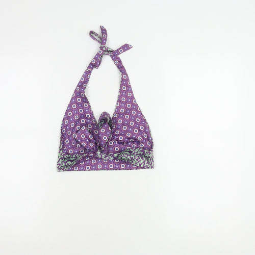 Pull & Bear Women's Purple Geometric Halter Crop Top