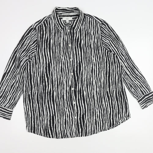 Marks and Spencer Women's Black Striped Button-Up Shirt