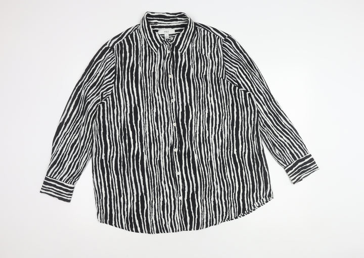Marks and Spencer Women's Black Striped Button-Up Shirt