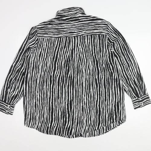 Marks and Spencer Women's Black Striped Button-Up Shirt