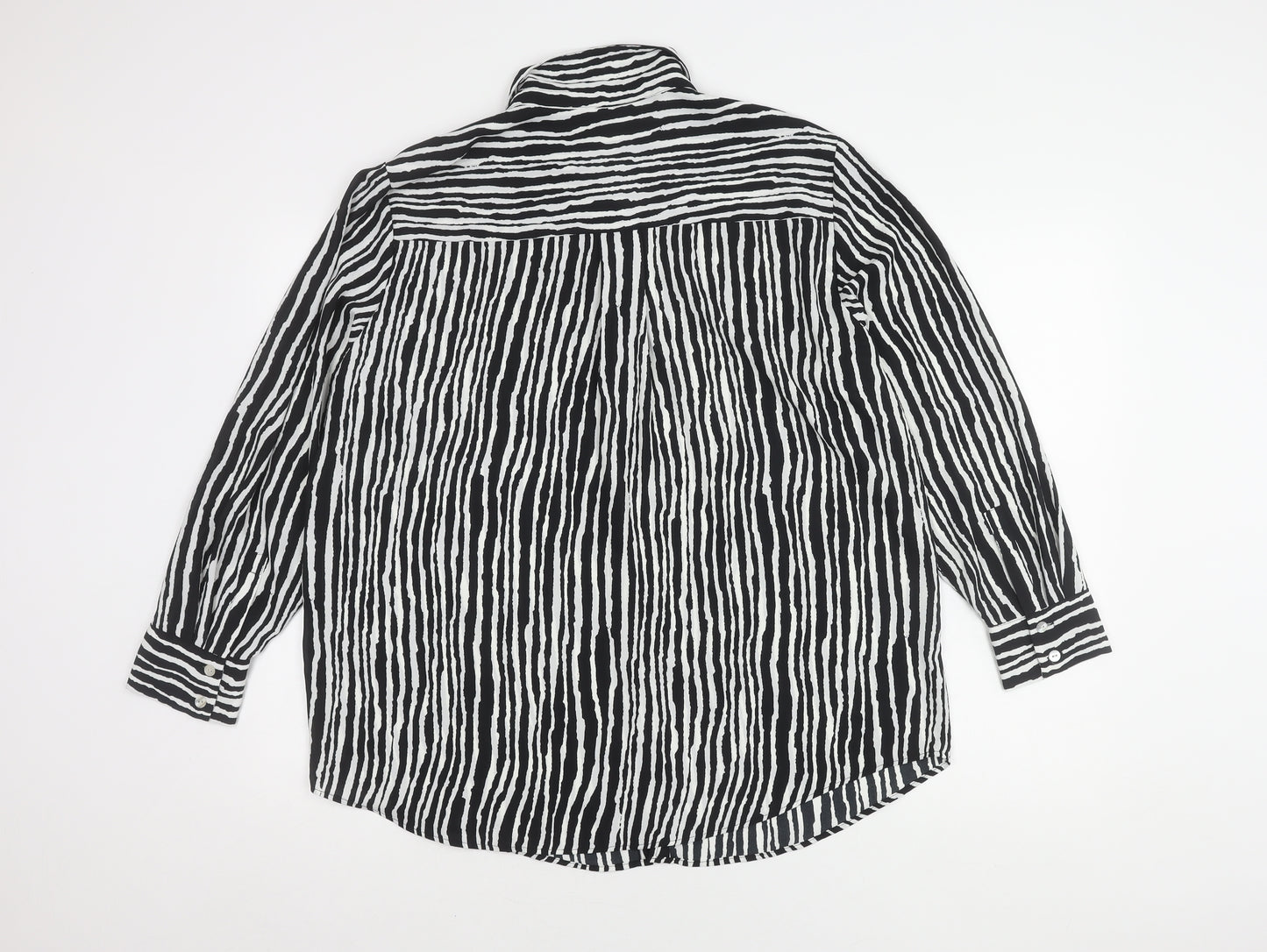 Marks and Spencer Women's Black Striped Button-Up Shirt