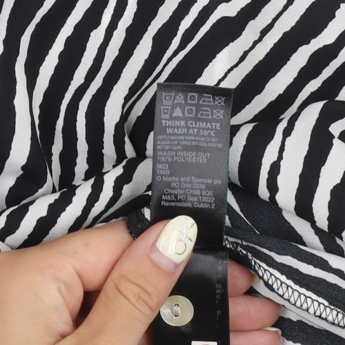 Marks and Spencer Women's Black Striped Button-Up Shirt