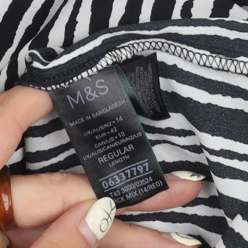 Marks and Spencer Women's Black Striped Button-Up Shirt