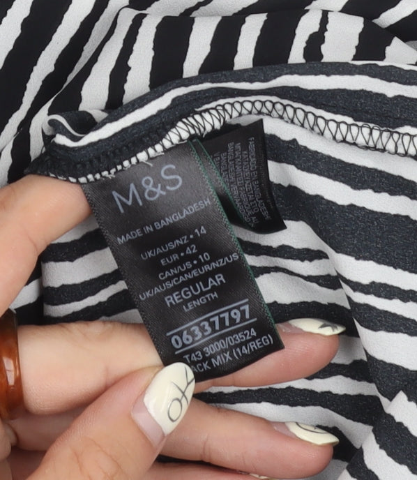 Marks and Spencer Women's Black Striped Button-Up Shirt
