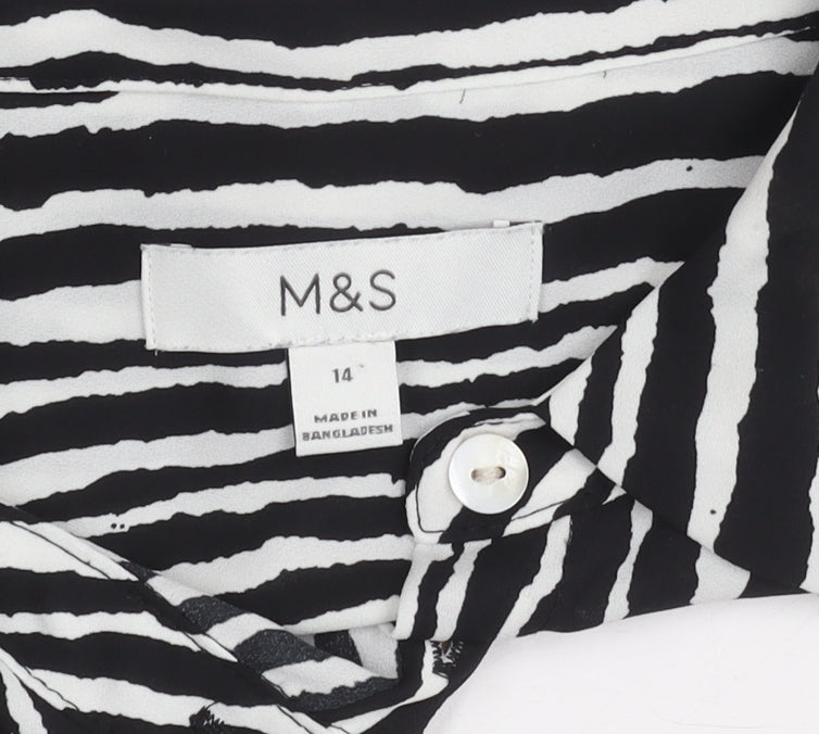 Marks and Spencer Women's Black Striped Button-Up Shirt