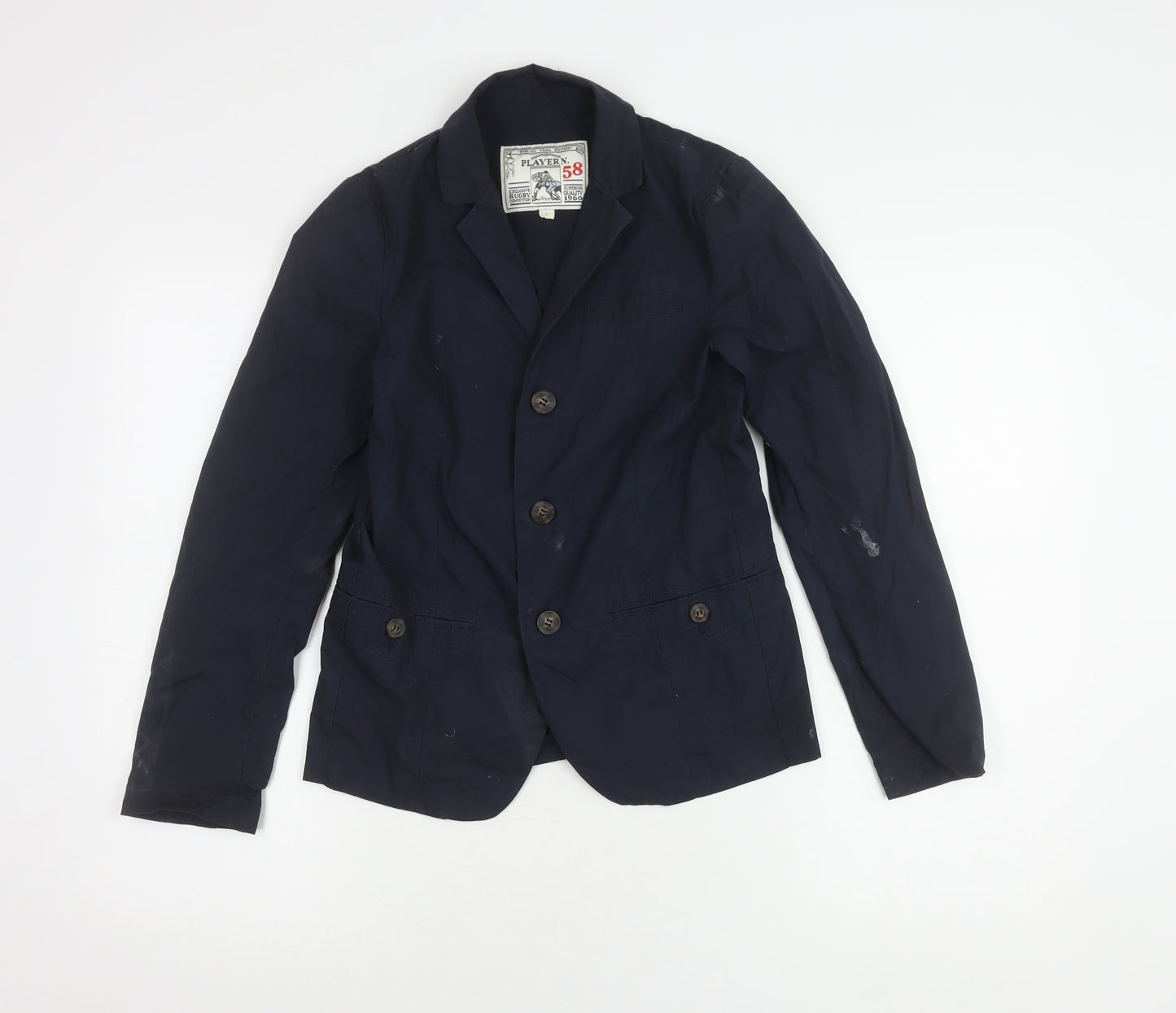 Player N. Unisex Blue Cotton Blazer S