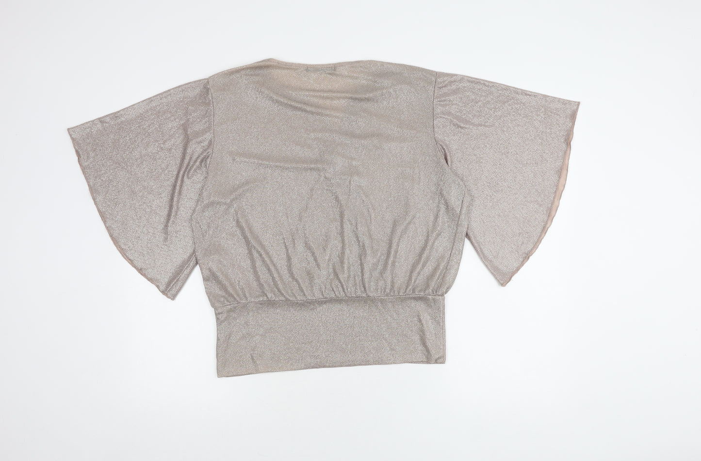 Quiz Women's Silver Wrap Top Size 14 with Kimono Sleeves