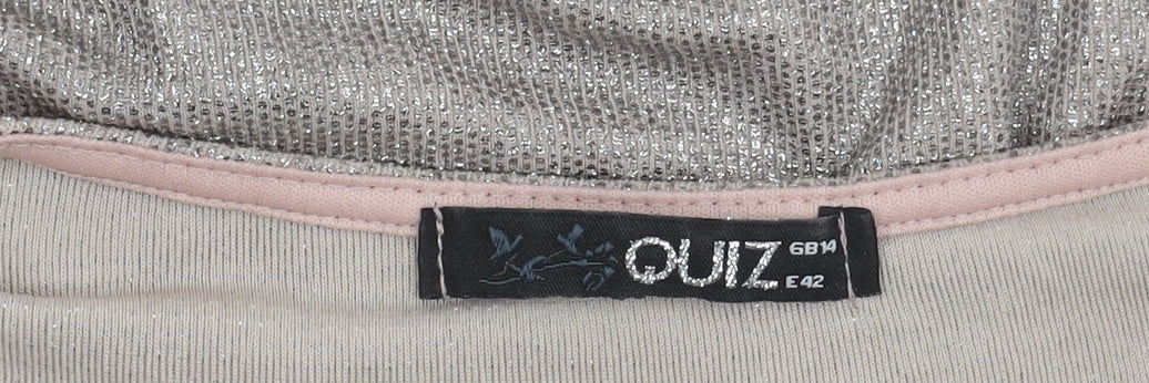 Quiz Women's Silver Wrap Top Size 14 with Kimono Sleeves
