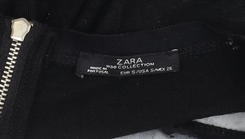 Zara Women's Black Floral T-Shirt, Size S, Short Sleeve