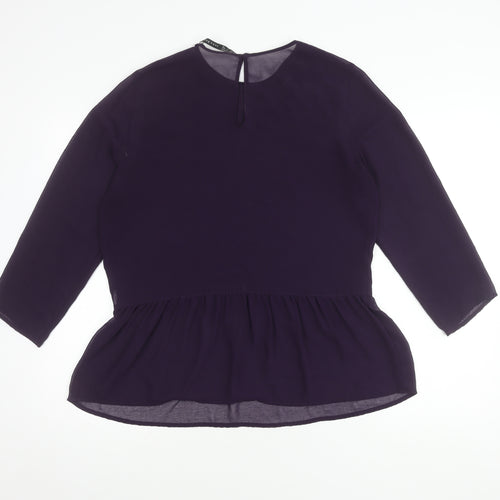 Zara Basic Women's Purple 3/4 Sleeve Top Size 12