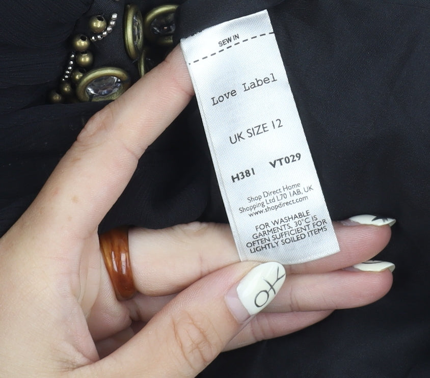 Love Label Black Strapless Party Dress - Size 12