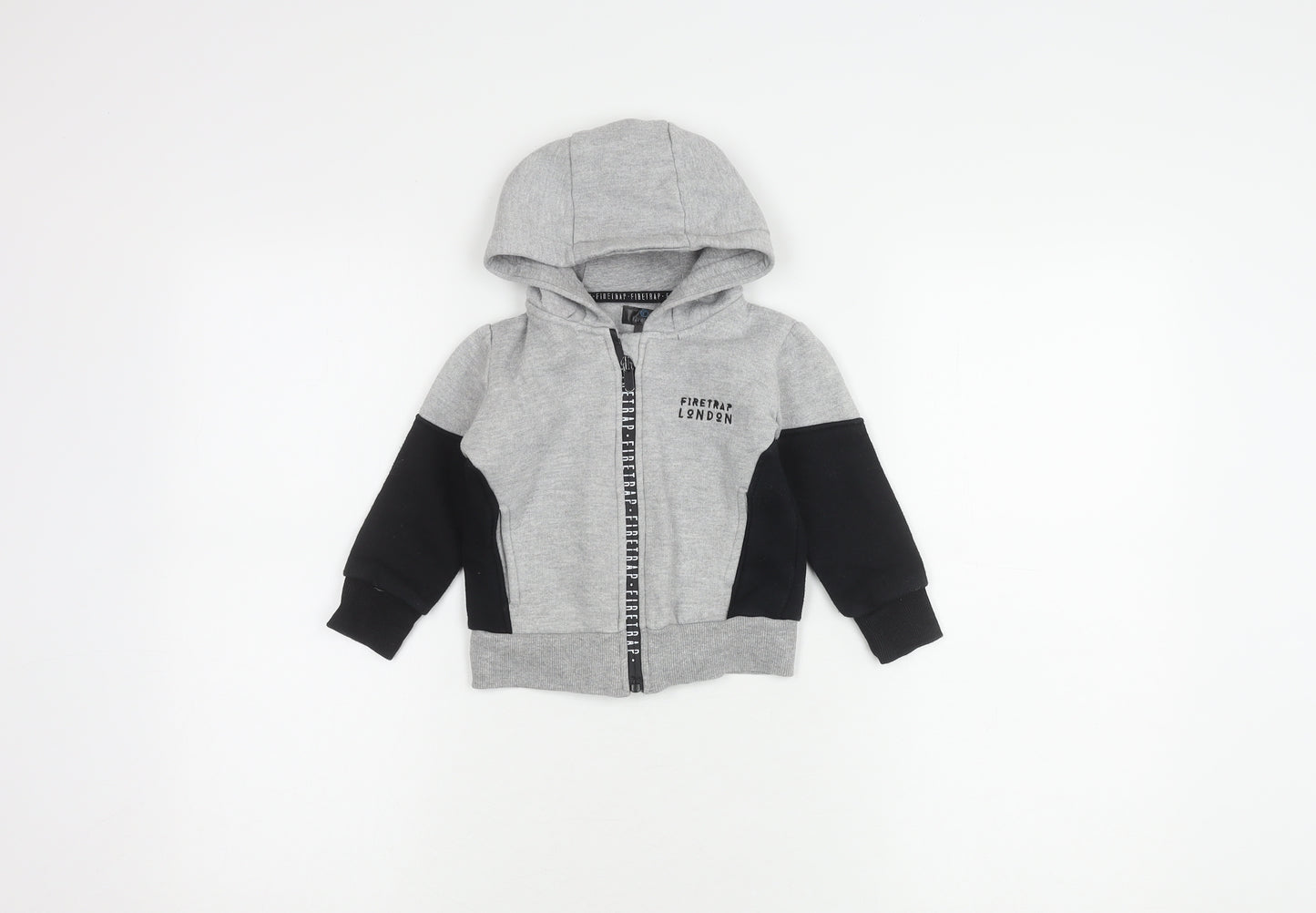 Firetrap Boys Grey Jacket, 12-18 Months, Logo Hoodie, Zip