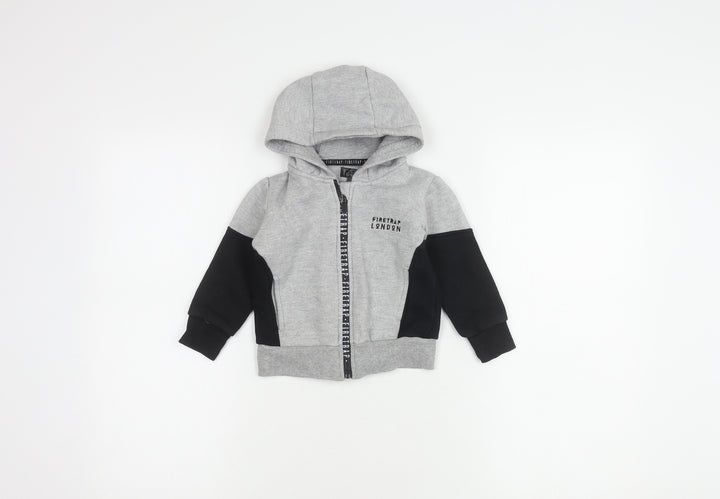 Firetrap Boys Grey Jacket, 12-18 Months, Logo Hoodie, Zip