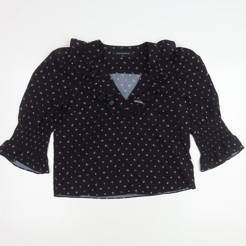 French Connection Women's Black Floral Blouse Size S