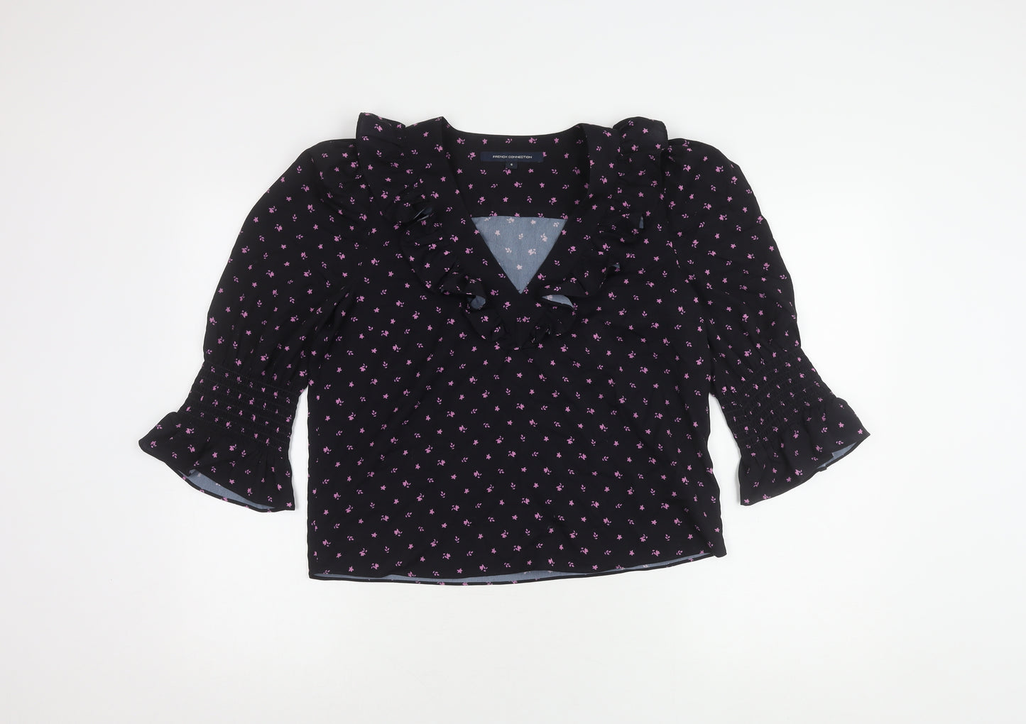 French Connection Women's Black Floral Blouse Size S