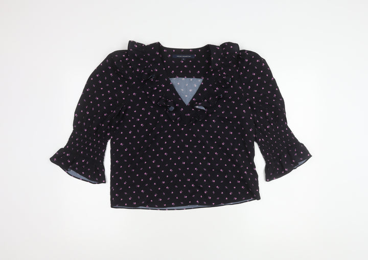 French Connection Women's Black Floral Blouse Size S