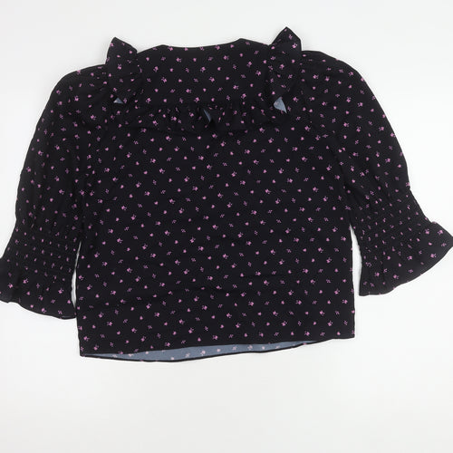 French Connection Women's Black Floral Blouse Size S