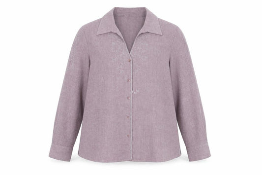 Front view of Berketex Women's Purple Button Blouse, size 16